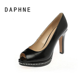 Daphne/达芙妮时尚高跟鱼嘴鞋防水台浅口金属1014102043