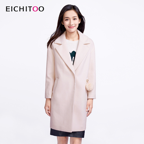 爱居兔2018冬季女装长款羊毛呢大衣外套商品大图