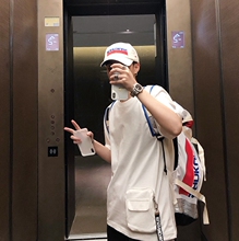 1CHEN / 18夏季新品 韩版男生简约纯色基础款口袋短袖圆领T恤衫男