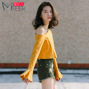 2018春装新款韩版黄色长袖t恤