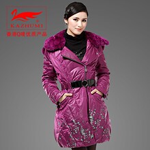 卡朱米羽绒服女冬装外套妈妈装大码女装加厚保暖大毛领中老年女装图片