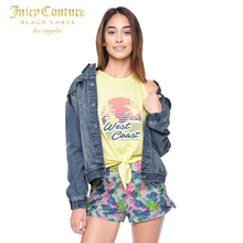 Juicy Couture创意椰树沙滩图案长袖牛仔外套图片