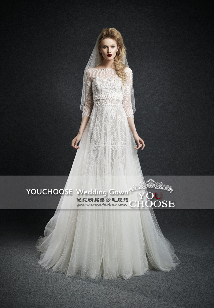 Vintage Wedding Dresses Whole 2016婚纱礼服攻击定制两件套蕾丝小拖尾婚纱复古新娘造型a摆婚纱