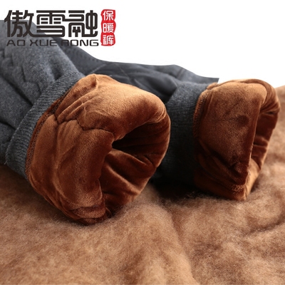 驼绒棉裤男冬季加绒加厚保暖裤中老年加厚加肥大高腰宽松女羊毛裤