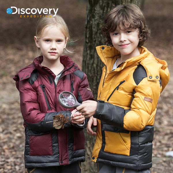 Discovery童装男女童2017秋新拼色中大童羽绒服DADD90833森
