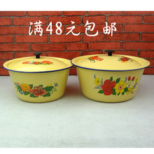 搪瓷洗手碗老式搪瓷盆加深汤锅带盖平底碗14 30cm9种尺寸 怀旧经典