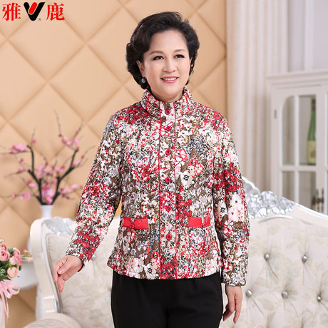 yaloo/雅鹿妈妈秋冬装50-60中老年女短款羽绒服 大码轻薄外套上衣商品大图