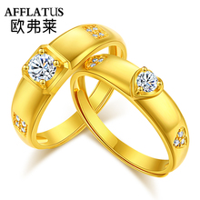 对戒时尚 999黄金情侣戒指一对男女款 心形正品 韩版 圣诞礼物送女生