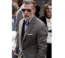 男英伦复古春秋厚人字纹西服外套大码 NickWooster粗花呢羊毛西装