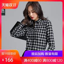 宿·色格子加厚衬衫女装2018秋季新款修身韩版磨毛衬衣打底上衣图片
