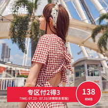 【3件7折】阔色2018夏季新款韩版女装花边束腰显瘦气质连衣裙图片