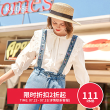 【3件7折】阔色2018秋季新款韩版女装学院风系半袖白色衬衫图片