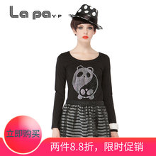 显瘦打底衫 女款 春装 圆领T恤修身 时尚 可爱小熊烫钻长袖 Lapayp