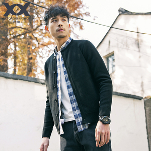 日系圆领针织开衫外套休闲男士春装