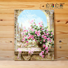 自油自画 数字油画diy 客厅风景花卉手工填色油彩装饰画 花期常驻