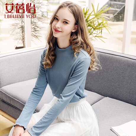 毛针织衫女秋装2018新款长袖半高领韩版薄款宽松套头打底针织衫女商品大图