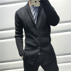 版型美丽单排扣初剪羊毛混纺开衫单排扣针织衫外套男C1422