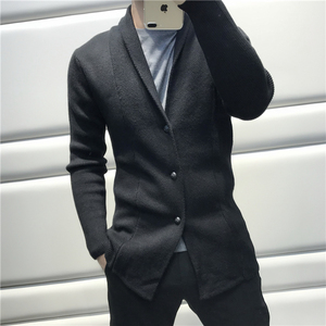 版型美丽单排扣初剪羊毛混纺开衫单排扣针织衫外套男C1422