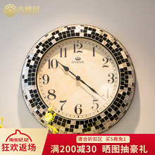 墙面挂饰装 后现代新古典美式田园欧式简欧样板房软装 饰挂钟钟表