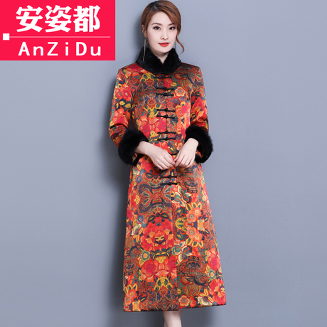 唐装女冬装棉衣中长款中式女装秋冬夹棉民国旗袍外套复古盘扣上衣商品大图