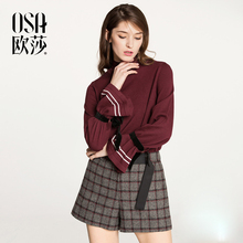 个性 新款 系带毛针织衫 时尚 OSA欧莎2018春装