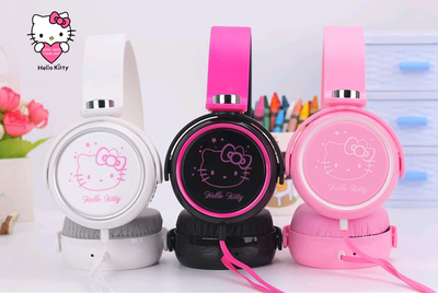 hello kitty凯蒂猫手机耳机头戴式粉色白色重低音KT卡通电脑耳麦