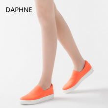 女一脚蹬平底懒人鞋 单鞋 达芙妮春款 纯色平底牛津鞋 乐福鞋 Daphne