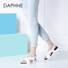 Daphne/达芙妮夏季新款舒适一字扣凉鞋女平底拖鞋1016303054