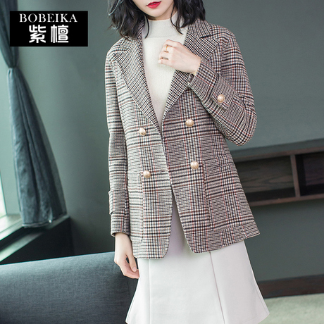 紫檀大衣女新款2018流行大衣冬季外套女中长款羊毛大衣毛呢外套女商品大图