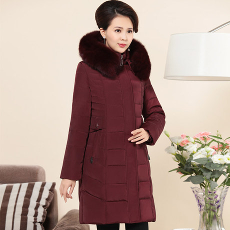 羽绒服女中长款白鸭绒狐狸毛妈妈中老年加肥加大外套雪趣儿冬季新商品大图