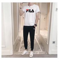 FILA斐乐男女休闲套装 2019夏季新款时尚短袖T恤运动长裤两件套潮