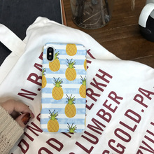 iphone7plus 韩国夏日水果菠萝适用苹果X手机壳 8创意全包边套