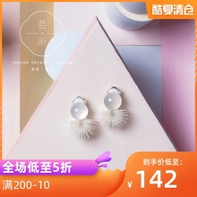 芸所原创冰种玉髓小金鱼百搭耳饰设计感耳钉女纯银小简约耳夹
