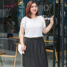 纤莉秀加大码女装胖妹妹2018夏装新款胖mm荷叶边透气无袖雪纺衫图片
