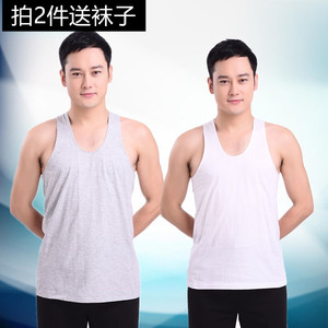 透气吸汗纯棉中老年人汗衫全棉跨栏加肥加大宽松大码吊带背心男夏