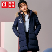 潮流前线2018冬装新品中长款棉服外套女韩版连帽宽松棉衣女士上衣图片