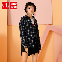 潮流前线2018冬装新品长袖衬衫女韩版格子宽松女士衬衣甜美休闲潮图片