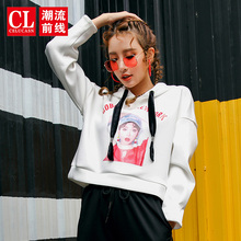 N潮流前线2018秋季新款时尚韩版连帽卫衣女长袖套头厚T恤女士外套图片