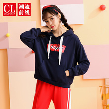 潮流前线2018秋季新品韩版连帽字母印花卫衣女青少年学生女士上衣图片