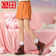 潮流前线2018年秋季新品女生纯色休闲裤裙不规则显瘦中腰裙裤潮流图片