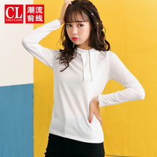 潮流前线2018年秋装新品女款时尚绑带简约纯色半高领修身短款T恤图片
