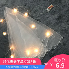 结婚纱照拍照新娘头纱韩式珍珠简约唯美婚纱头纱短款 2019新款 白色