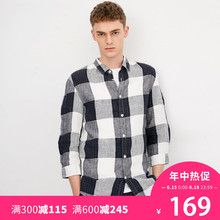 217231510 衬衫 JackJones杰克琼斯亚麻格纹男短袖