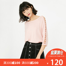 117124528 毛针织衫 ONLY2018年新品 纯色绑带套头七分袖 绫致时装