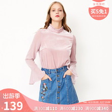 宽松丝绒长袖 118151503 ins潮t恤女季 2019新款 绫致ONLY春夏装