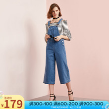 绫致ONLY春夏装2019新款女宽松显瘦背带阔腿牛仔裤女|11816I520