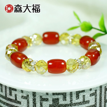 红色纯天然正品 水晶饰品单圈单个手串 森大福红玛瑙手链女简约款
