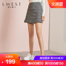 格子半身裙朗文斯汀女装2018冬季新品韩版时尚百搭高腰短裙图片