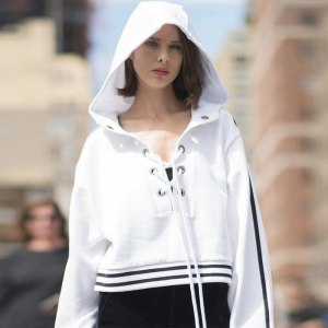 原宿宽松连帽卫衣绑带上衣