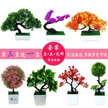 包邮 饰摆件客厅室内仿真植物家居小摆设含盆买3送1 假花塑料盆栽装
